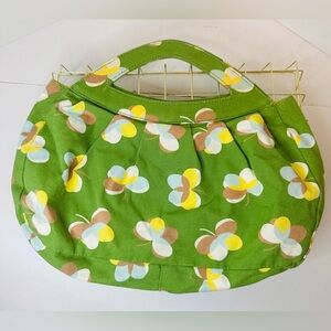 OLD NAVY Green and Yellow Butterfly Print Handbag Y2K Retro Style Medium Size